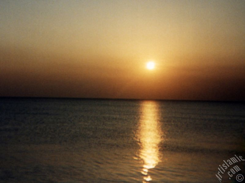 View of sunset at Guzelce shore in Istanbul city of Turkey.
