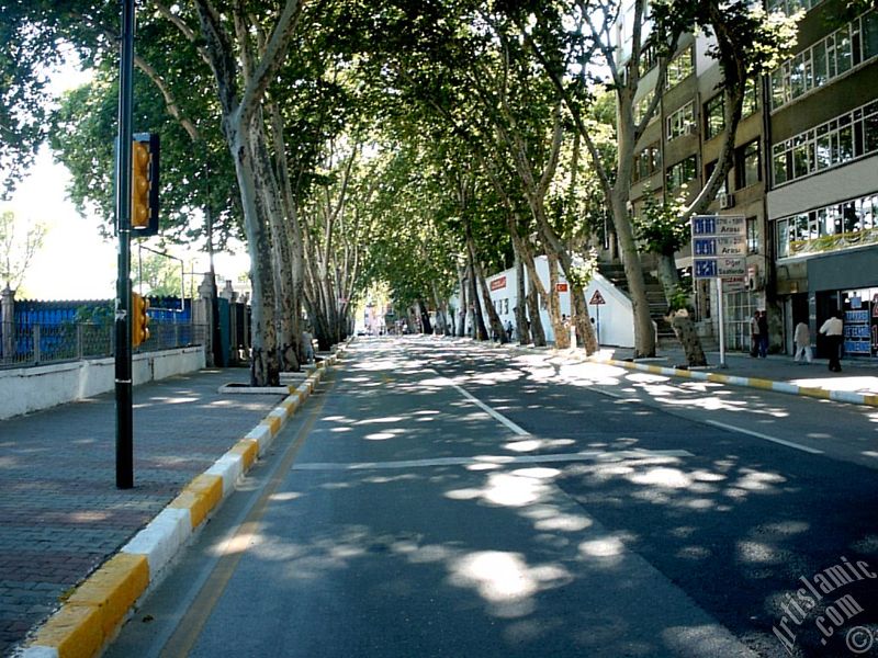 View towards Besiktas district from the way of Besiktas-Ortakoy in Istanbul city of Turkey.
